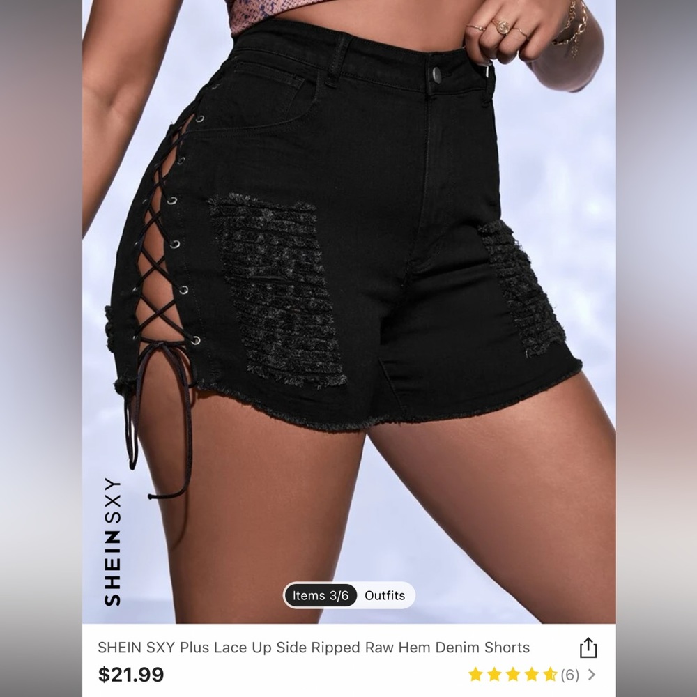 Shein Lace Up Distressed Shorts